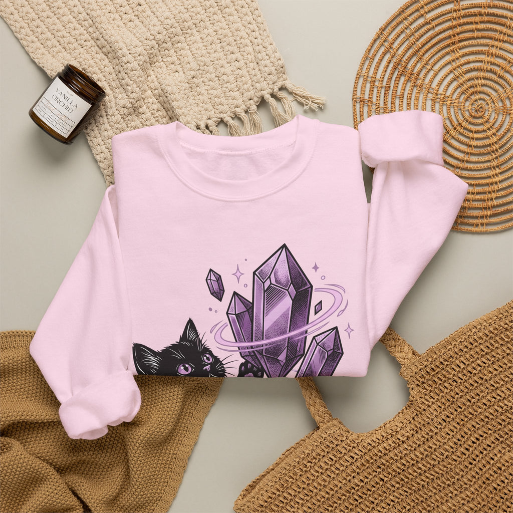 Dark Cat Sweatshirt Cat Occult Gift Women Spiritual Sweatshirt Black Cat Sweatshirt Feline Fan Mystical Graphic Sweatshirt Old School Minerals Sweatshirt