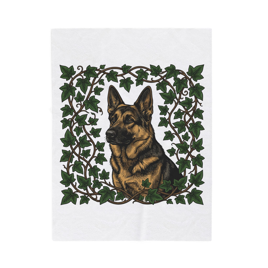 German Shepherd Dog Blanket Dog Outdoors Gift Women Realistic Blanket Alsatian Blanket Dog Fan Shepherd Graphic Blanket Retro Vine Blanket