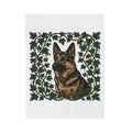 German Shepherd Dog Blanket Dog Outdoors Gift Women Realistic Blanket Alsatian Blanket Dog Fan Shepherd Graphic Blanket Retro Vine Blanket