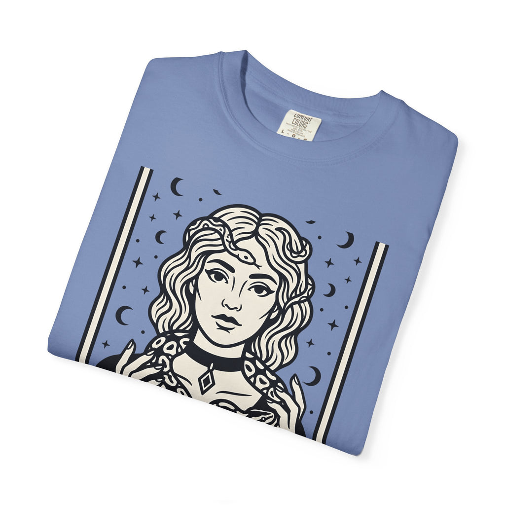 Mystical Female Serpent T-Shirt Boho Chic Spells Gift Women Oracle T-Shirt Snake T-Shirt Bohemian Fan Divination T-Shirt Magic Graphic Retro Lunar