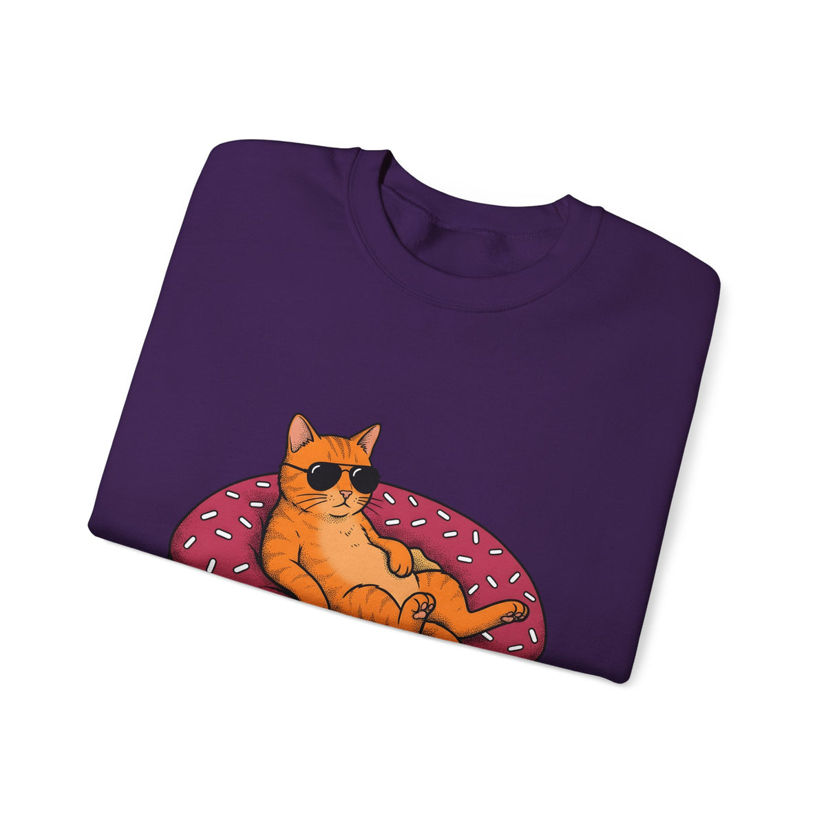 Feline Donut Sweatshirt Cat Cuisine Gift Women Animated Sweatshirt Cat Sweatshirt Cat Fan Kitty Sweatshirt Food Graphic Classic Glasses Sweatshirt