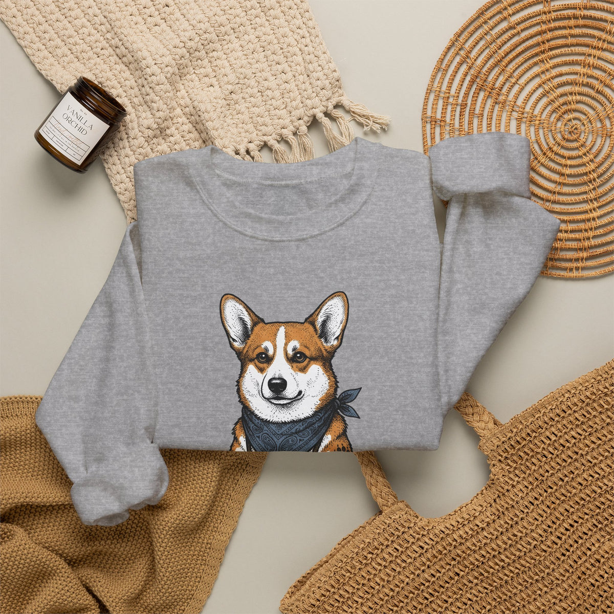 Corgi Puppy Sweatshirt Dog Pets Gift Women Sketch Sweatshirt Puppy Sweatshirt Dog Fan Pup Drawing Pet Graphic Retro Spyglass Sweatshirt