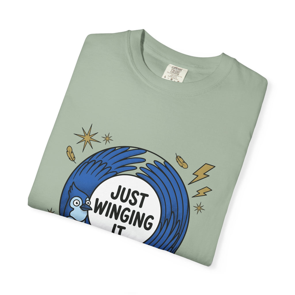 Blue Bird Drawing T-Shirt Funny Creatures Gift Women Hand Drawn T-Shirt Bird T-Shirt Comedy Fan Cartoon T-Shirt Animal Graphic Classic Electric