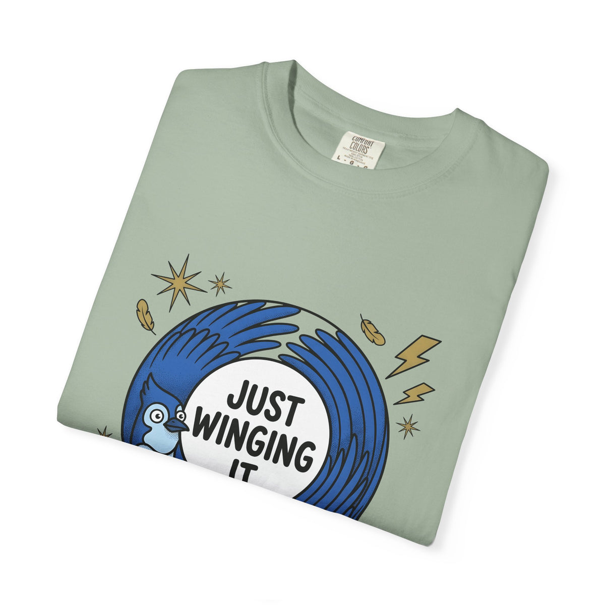 Blue Bird Drawing T-Shirt Funny Creatures Gift Women Hand Drawn T-Shirt Bird T-Shirt Comedy Fan Cartoon T-Shirt Animal Graphic Classic Electric