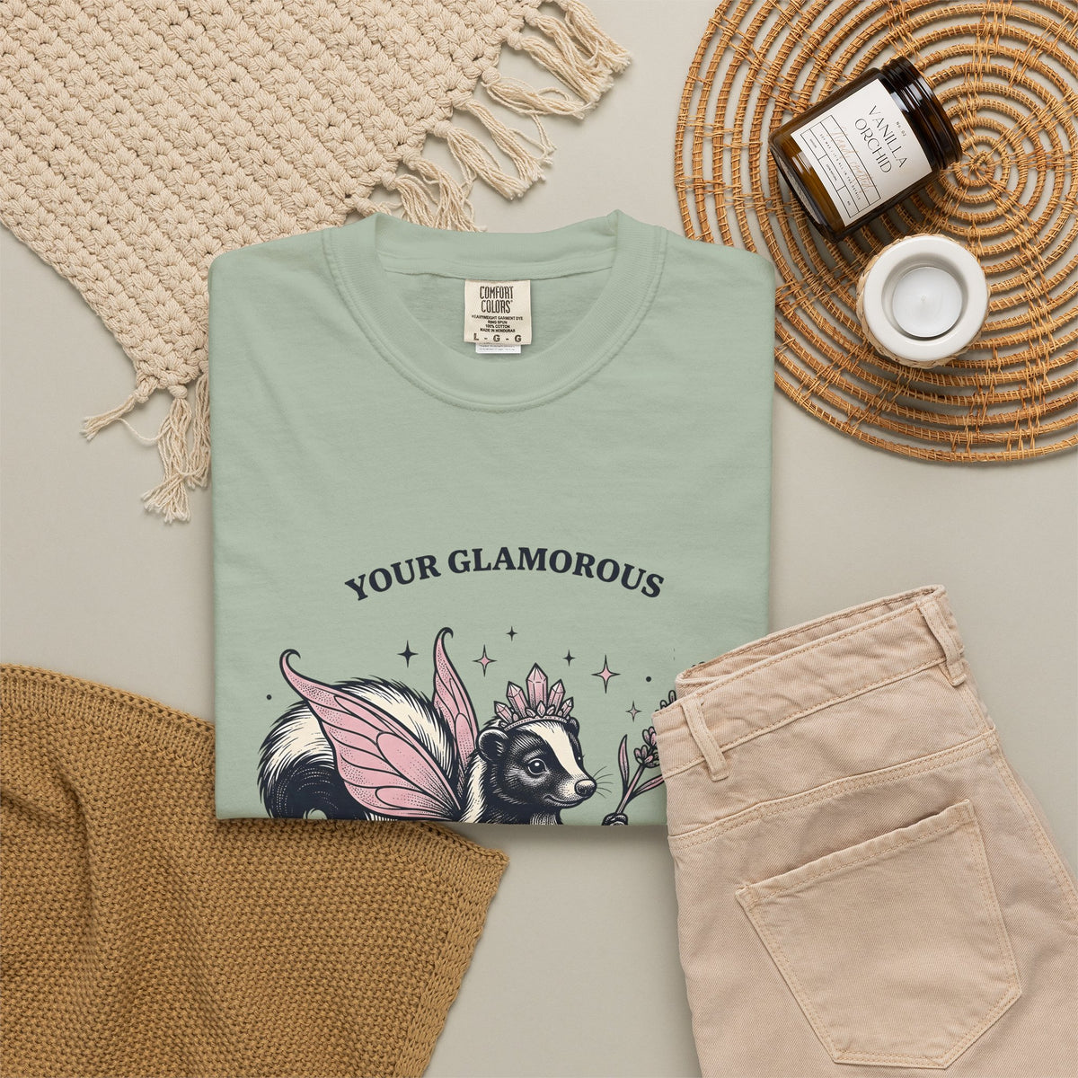 Fairy Skunk T-Shirt Cute Wildlife Gift Women Playful T-Shirt Skunk T-Shirt Adorable Fan Whimsy Graphic T-Shirt Retro Tiara T-Shirt