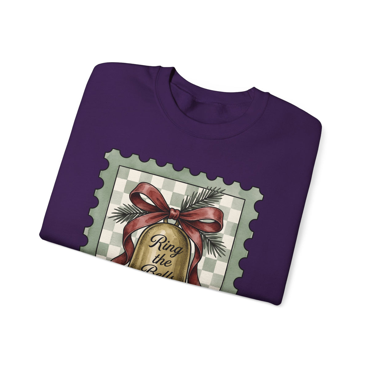Festive Bell Sweatshirt Christmas Seasonal Gift Women Retro Sweatshirt Jingle Bell Sweatshirt Christmas Fan Vintage Sweatshirt Holiday Graphic Rustic Fir Twig