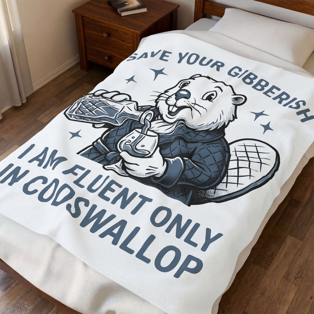 Beaver Sipping Blanket Cute Wildlife Gift Women Comic Blanket Dam Blanket Adorable Fan Cartoon Blanket Animal Graphic Retro Gown Blanket