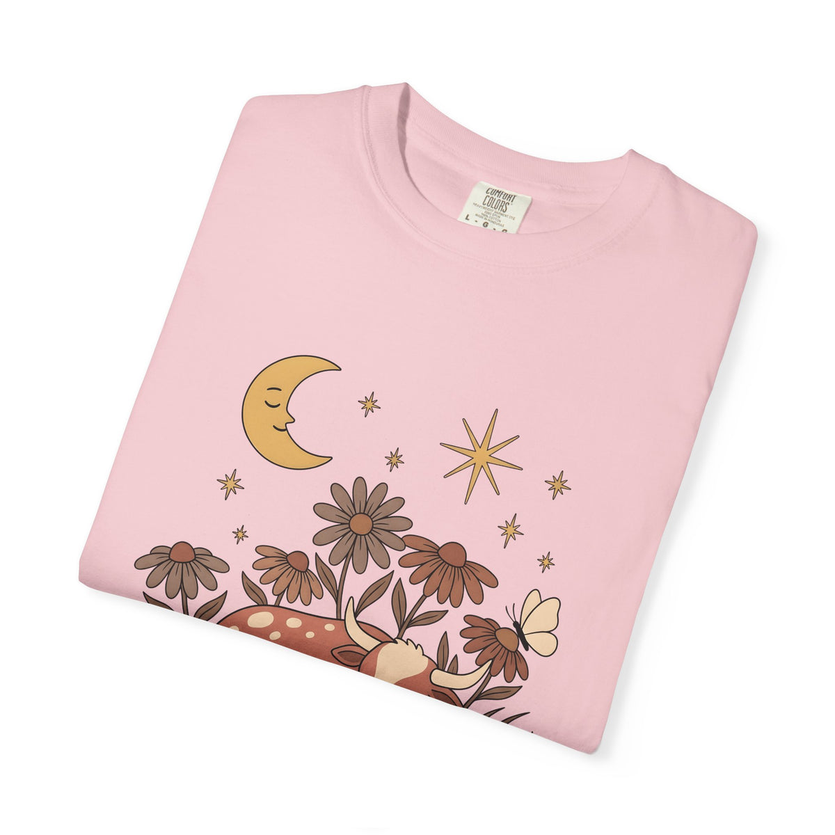Sleeping Cow T-Shirt Cowgirl Western Gift Women Boho T-Shirt Cow T-Shirt Rancher Fan Hippie T-Shirt Rodeo Graphic Vintage Wildflowers T-Shirt