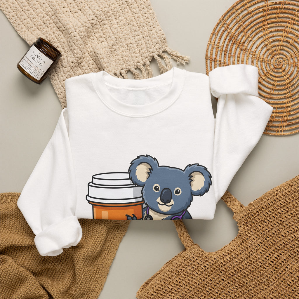 Koala Stethoscope Sweatshirt Nurses Animal Gift Women Cute Cartoon Sweatshirt Stethoscopes Sweatshirt Nurse Enthusiast Cartoonish Sweatshirt Wildlife Graphic