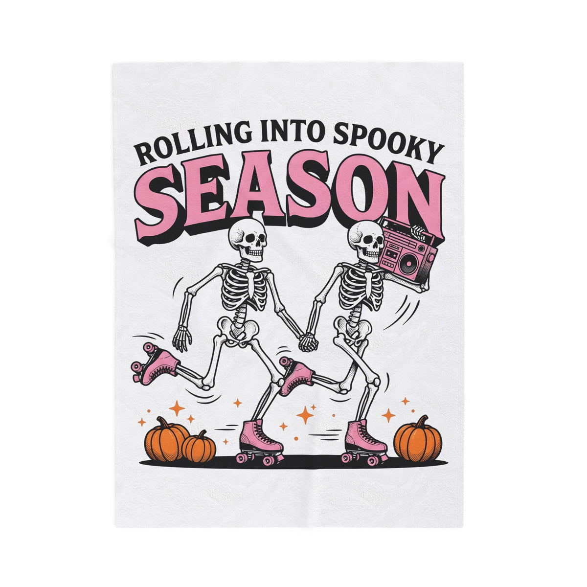 Skull Roller Skate Blanket Halloween Celebration Gift Women Vintage Blanket Roller Skating Blanket Spooky Fan Retro Blanket