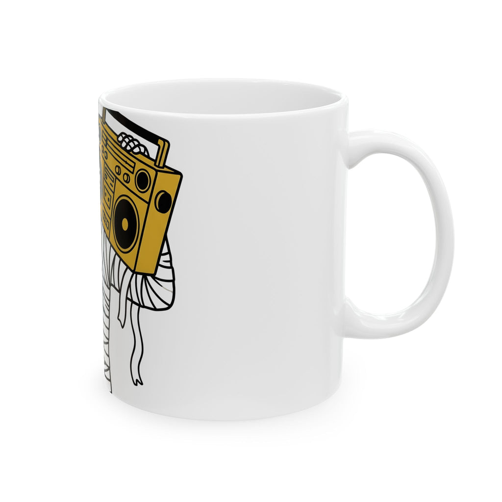 Mummy Boombox Halloween Audio Gift Sketch Wrapped Mummy Horror Fan Monster Drawing Old Mug