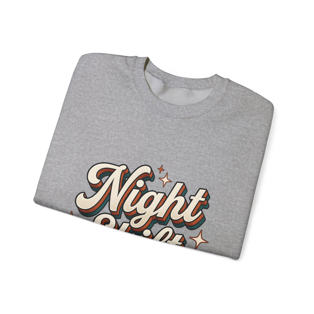 Night Shift Text Sweatshirt Nurses Work Gift Women Retro Sweatshirt Nightshift Sweatshirt Nurse Enthusiast Retrostyle Sweatshirt Job Graphic Vintage Stars