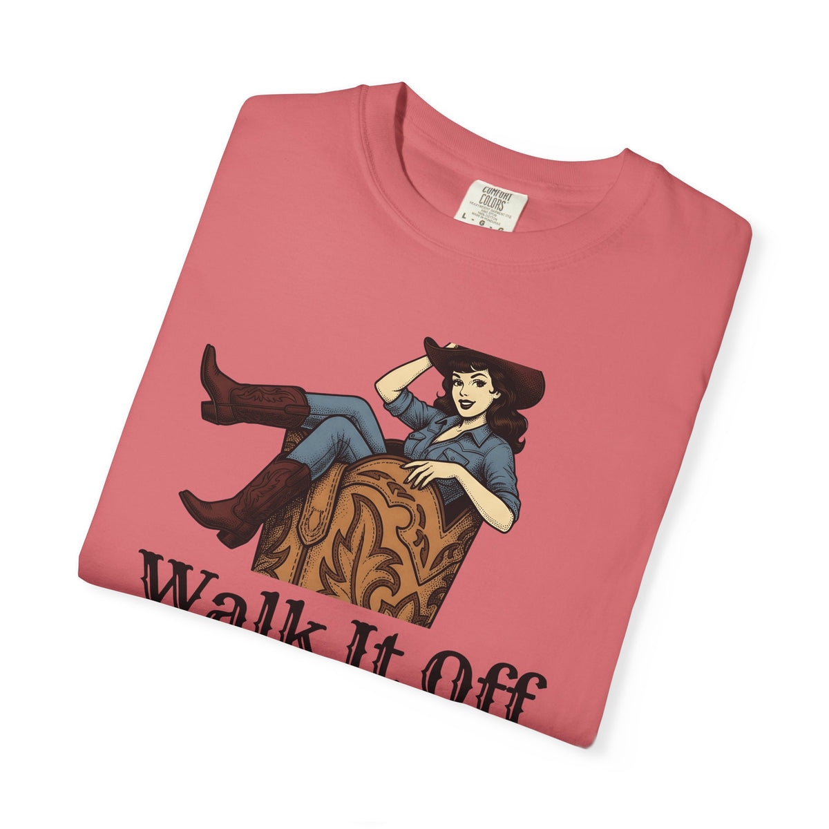 Cowgirl Boot Cowgirl Rodeo Gift Retro Boot Cowgirl Fan Western Rodeo Hand Drawn Hat T-Shirt