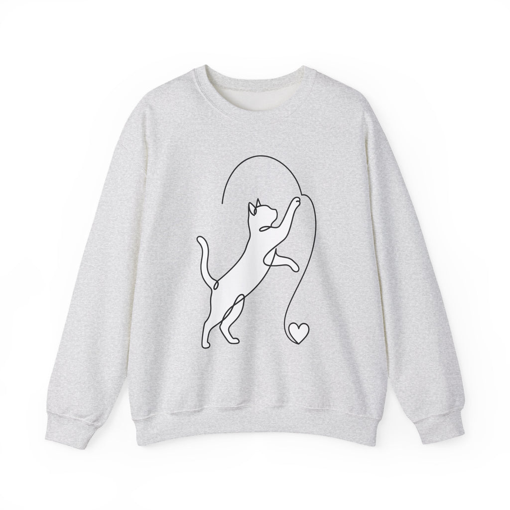 Cat Sketch Sweatshirt Cat Creatures Gift Women Basic Sweatshirt Kitten Sweatshirt Cat Fan Feline Sweatshirt Simple Illustration Animal Graphic Geometric Heart