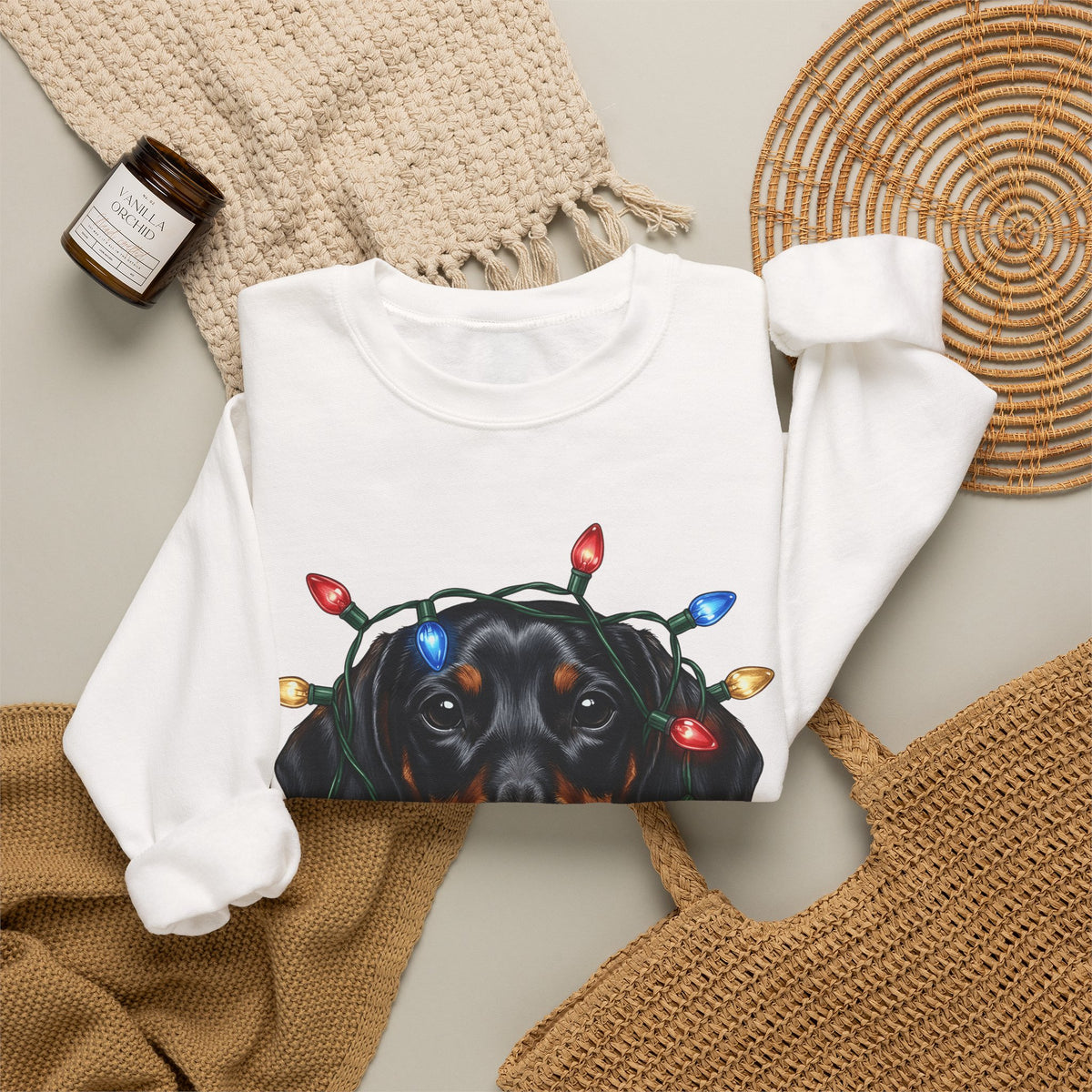 Dachshund Dog Sweatshirt Dog Holiday Gift Women Realistic Sweatshirt Wiener Dog Sweatshirt Dog Fan Photorealistic Sweatshirt Christmas Graphic Hand Drawn