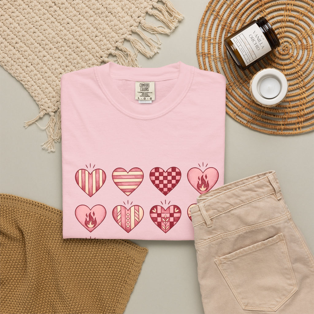Love Heart T-Shirt Boho Chic Romance Gift Women Tribal T-Shirt Heart T-Shirt Bohemian Enthusiast Tribal T-Shirt Valentine Graphic Old School Bloom