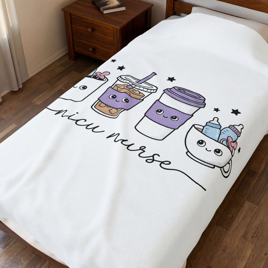 Adorable Coffee Blanket Blanket Nurse Espresso Gift Women Chibi Blanket Coffee Cup Blanket Healthcare Enthusiast Cartoon Blanket Coffee Graphic Sketch