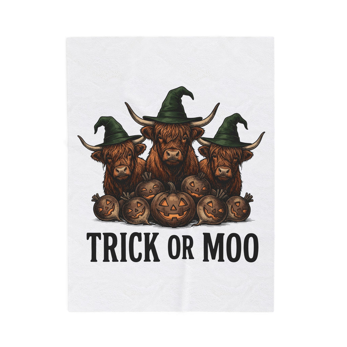 Scottish Cow Blanket Halloween Country Gift Women Retro Blanket Cow Blanket Horror Fan Vintage Blanket Rural Graphic Sketch Gourd Blanket