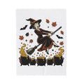 Witch Broomstick Blanket Halloween Spellcraft Gift Women Hand Drawn Blanket Broomstick Blanket Horror Fan Hand Drawn Blanket Magical Graphic Old