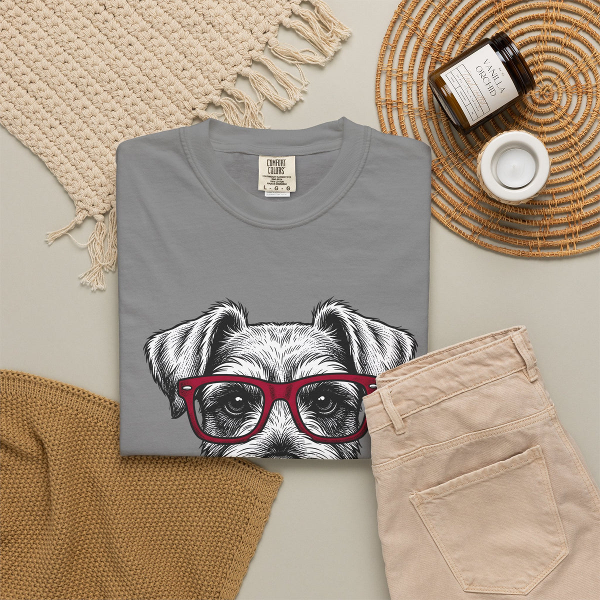 Schnauzer Pet T-Shirt Dog Critters Gift Women Line Art T-Shirt Dog T-Shirt Dog Fan Dog Graphic Dog Graphic Cartoon Spectacles T-Shirt
