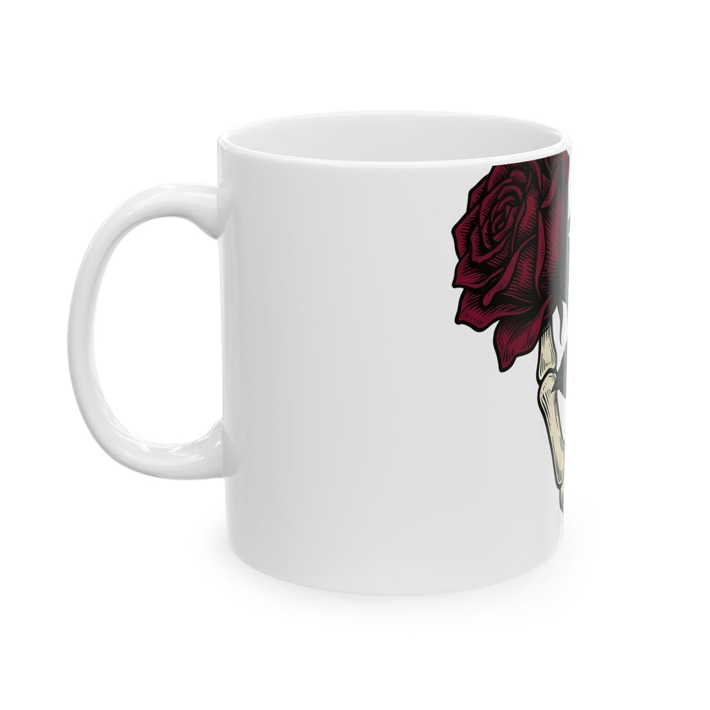 Skeleton Hand Mug Halloween Gothic Gift Women Tattoo Mug Bony Finger Mug Horror Fan Ink Mug Dark Graphic Vintage Rose Mug