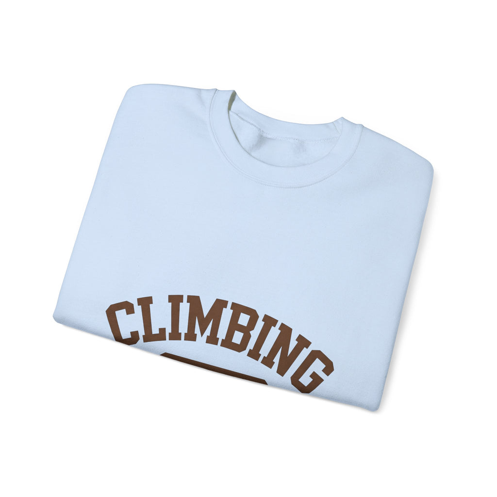 Climbing Text Sweatshirt Climbing Fitness Gift Women Bold Sweatshirt Boulder Sweatshirt Climber Enthusiast Graphic Sweatshirt Workout Graphic Retro Arched