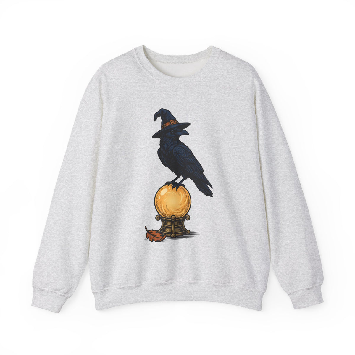 Raven Wizard Hat Sweatshirt Halloween Horror Gift Women Antique Sweatshirt Witch Hat Sweatshirt Spooky Fan Occult Sweatshirt Horror Graphic Ink Fortune Ball