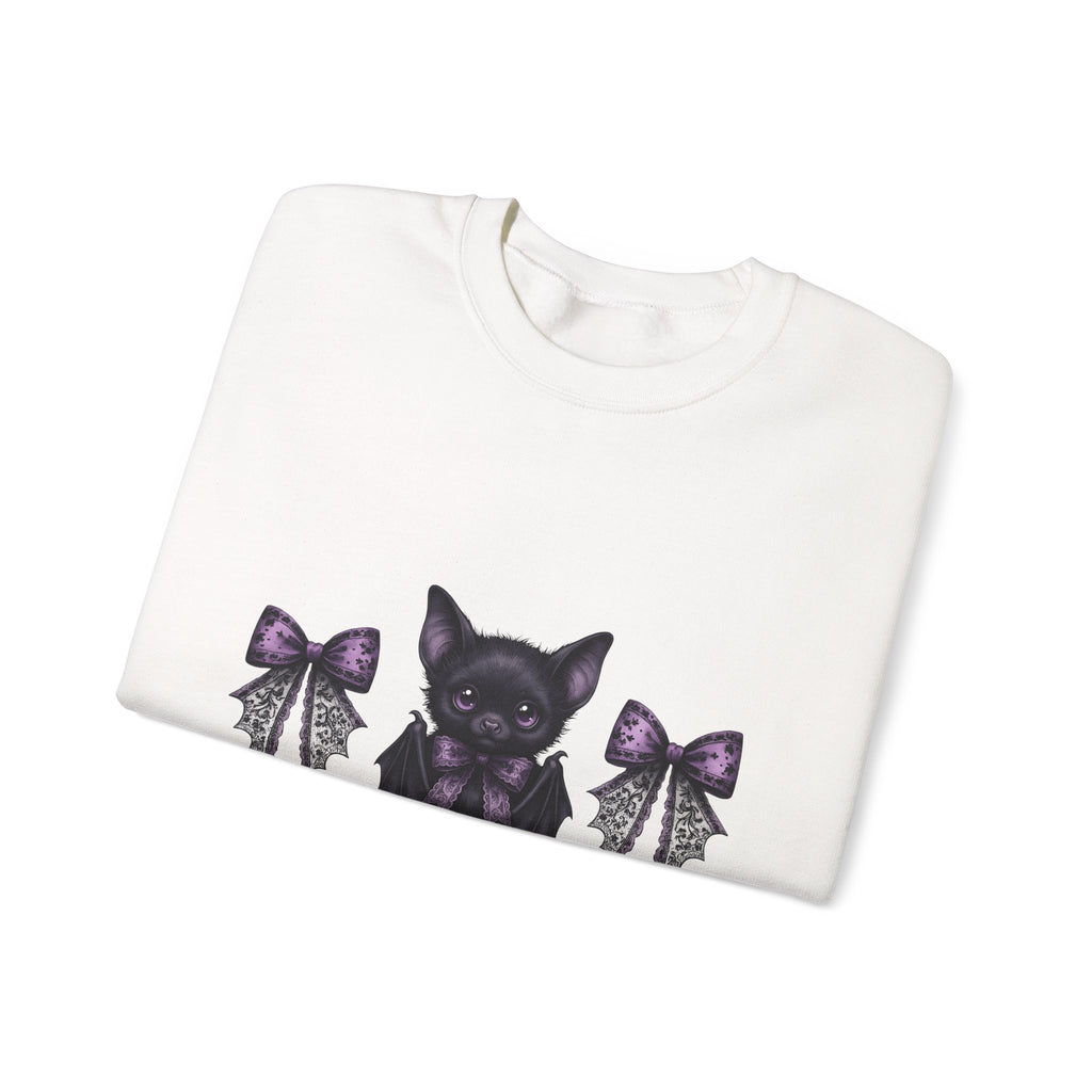 Sweet Bat Halloween Occult Gift Anime Vampire Horror Fan Manga Esoteric Hand Drawn Frill Sweatshirt