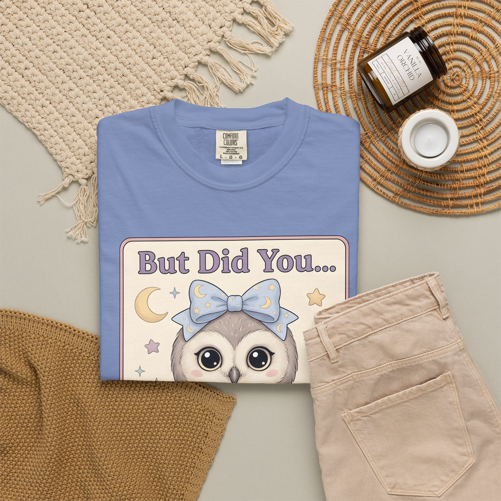 Owl Bow T-Shirt Teachers School Gift Women Kawaii T-Shirt Owl T-Shirt Educator Enthusiast Cute T-Shirt Classroom Graphic Pastel Laptop T-Shirt