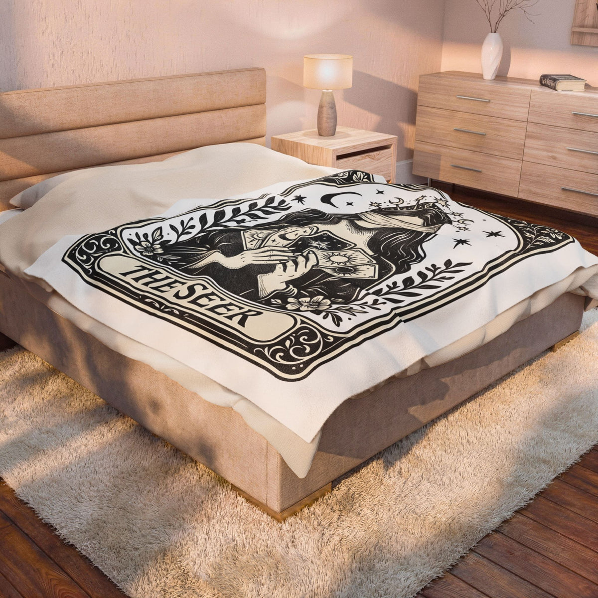 Tarot Card Reader Blanket Boho Chic Spiritual Gift Women Mystical Blanket Fortune Teller Blanket Bohemian Enthusiast Esoteric Graphic Spiritual