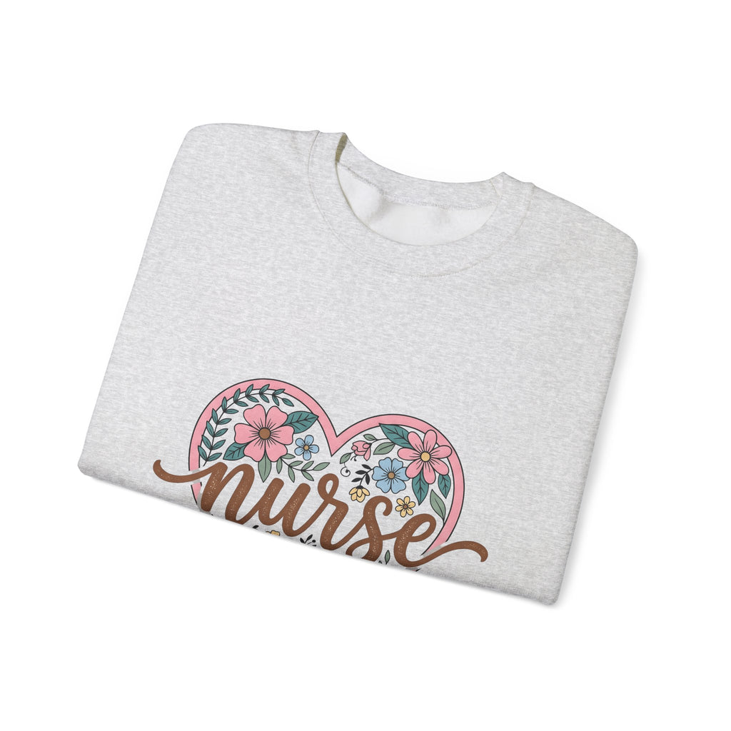 Flower Heart Sweatshirt Nurse Thanks Gift Women Cartoon Sweatshirt Floral Sweatshirt Healthcare Enthusiast Comic Sweatshirt Appreciation Graphic Retro Petals