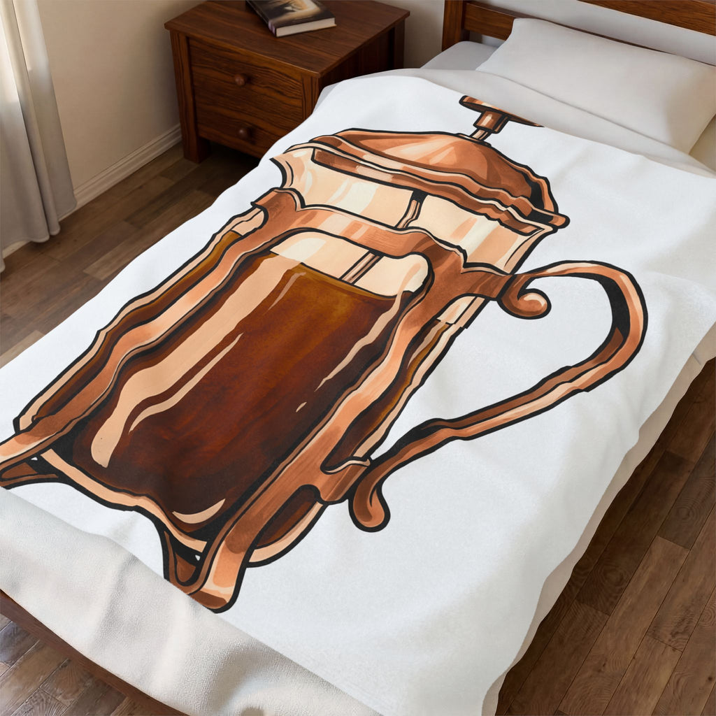 French Press Blanket Coffee Bakeware Gift Women Line Art Blanket Cafetiere Blanket Coffee Fan Baking Graphic Blanket Watercolor Coffee Blanket