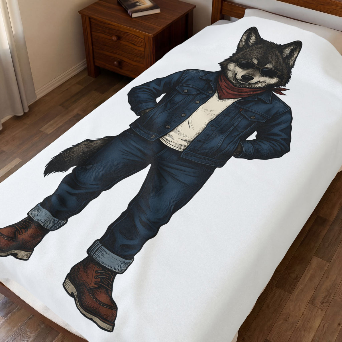 Trendy Wolf Blanket Animal Apparel Gift Women Sketch Blanket Wolf Blanket Wildlife Enthusiast Drawing Design Retro Shades Blanket