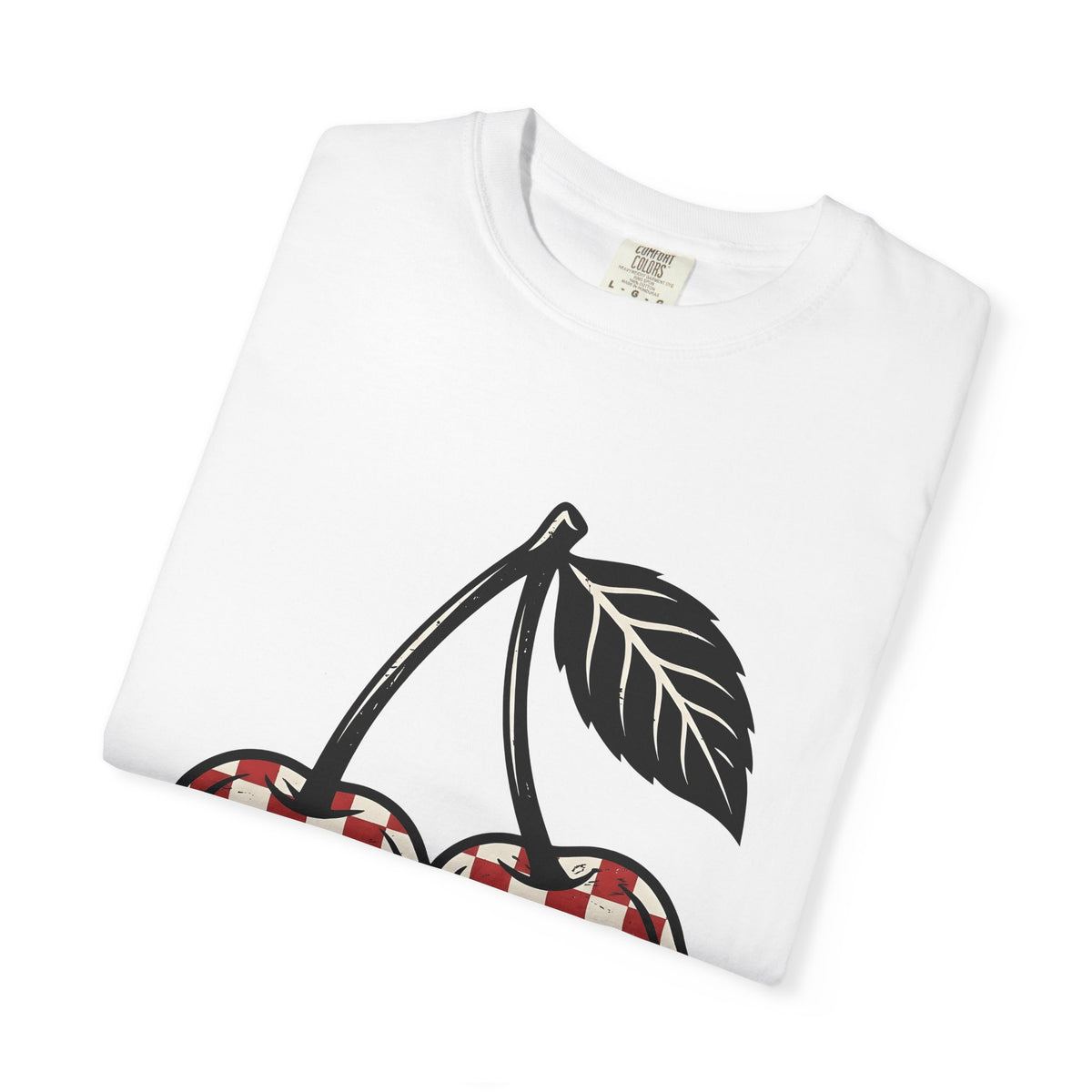 Cherry Illustration T-Shirt Moms Produce Gift Women Rustic T-Shirt Cherry T-Shirt Mother Fan Vintage T-Shirt Harvest Graphic Nostalgic Plaid Design