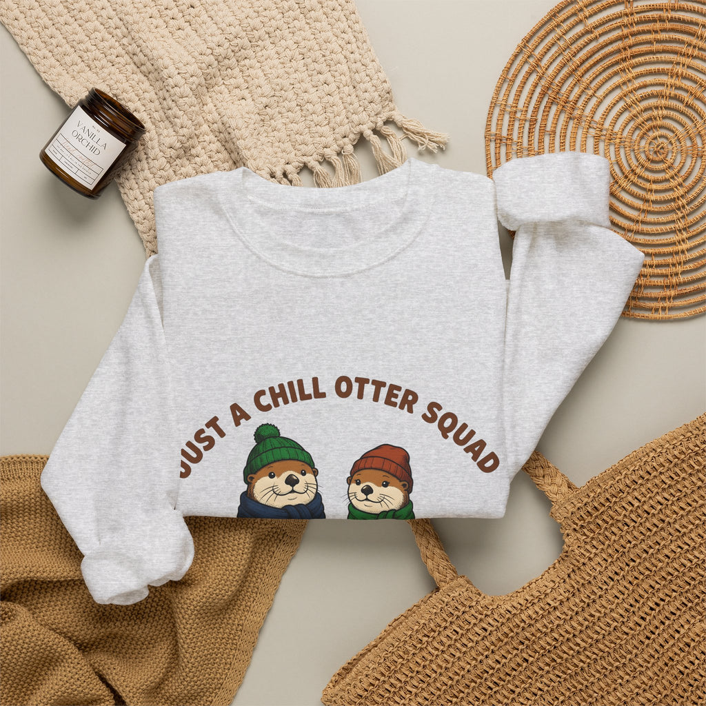 Otter Group Sweatshirt Funny Wildlife Gift Women Comic Sweatshirt Otters Sweatshirt Humor Fan Cartoon Sweatshirt Animal Graphic Sketch Beanies Sweatshirt