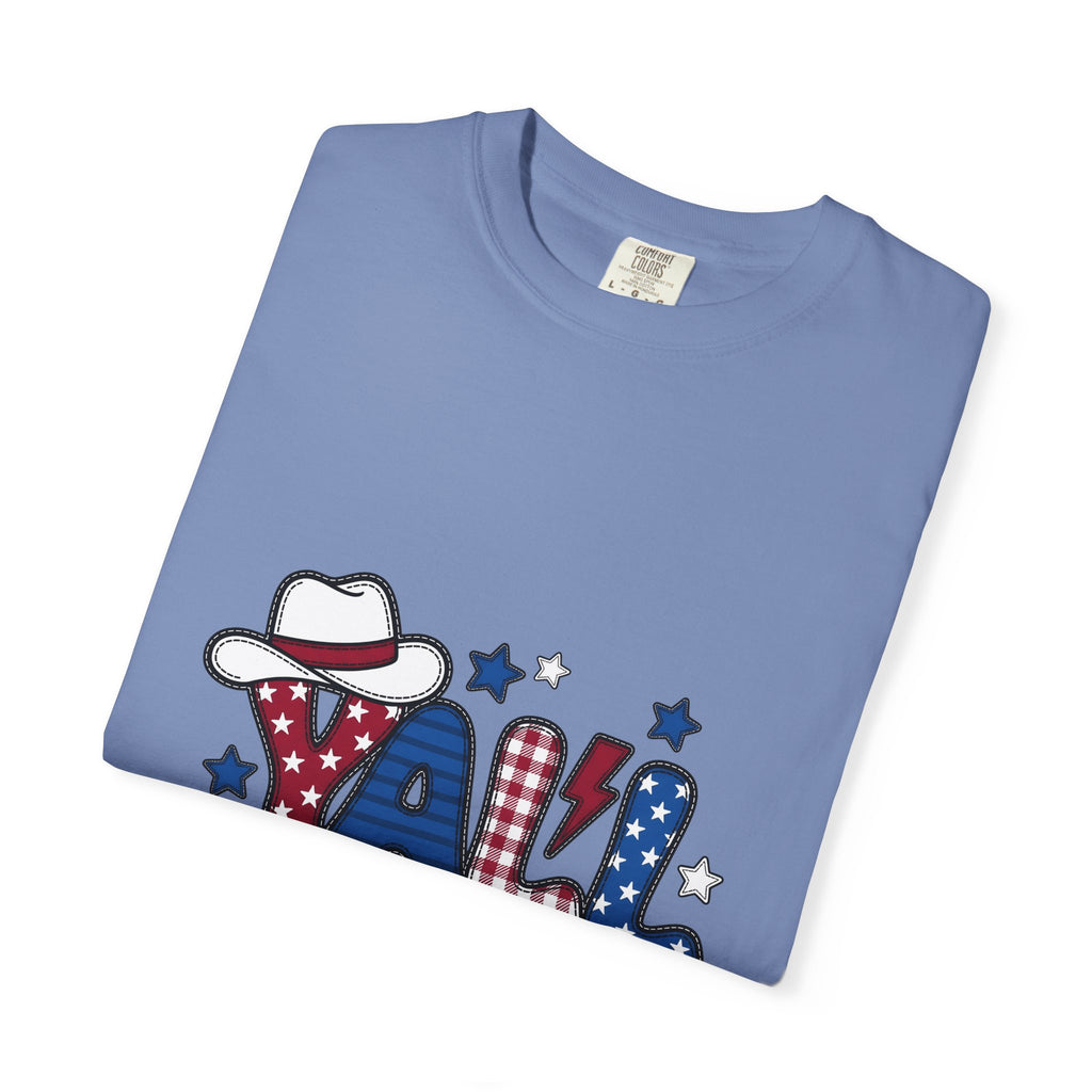 Cowboy Hat Stars T-Shirt America Patriotic Gift Women Cartoon T-Shirt Western Hat T-Shirt Usa Fan Vintage T-Shirt Star Graphic Retro Plaid T-Shirt