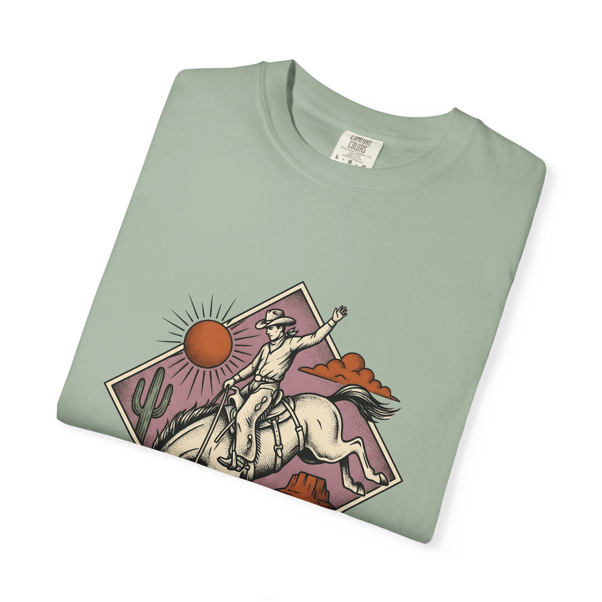 Bronc Rider T-Shirt Cowgirl Ranch Gift Women Sketch T-Shirt Rough Rider T-Shirt Cowboy Fan Rodeo T-Shirt Farm Graphic Tribal Desert Plant T-Shirt