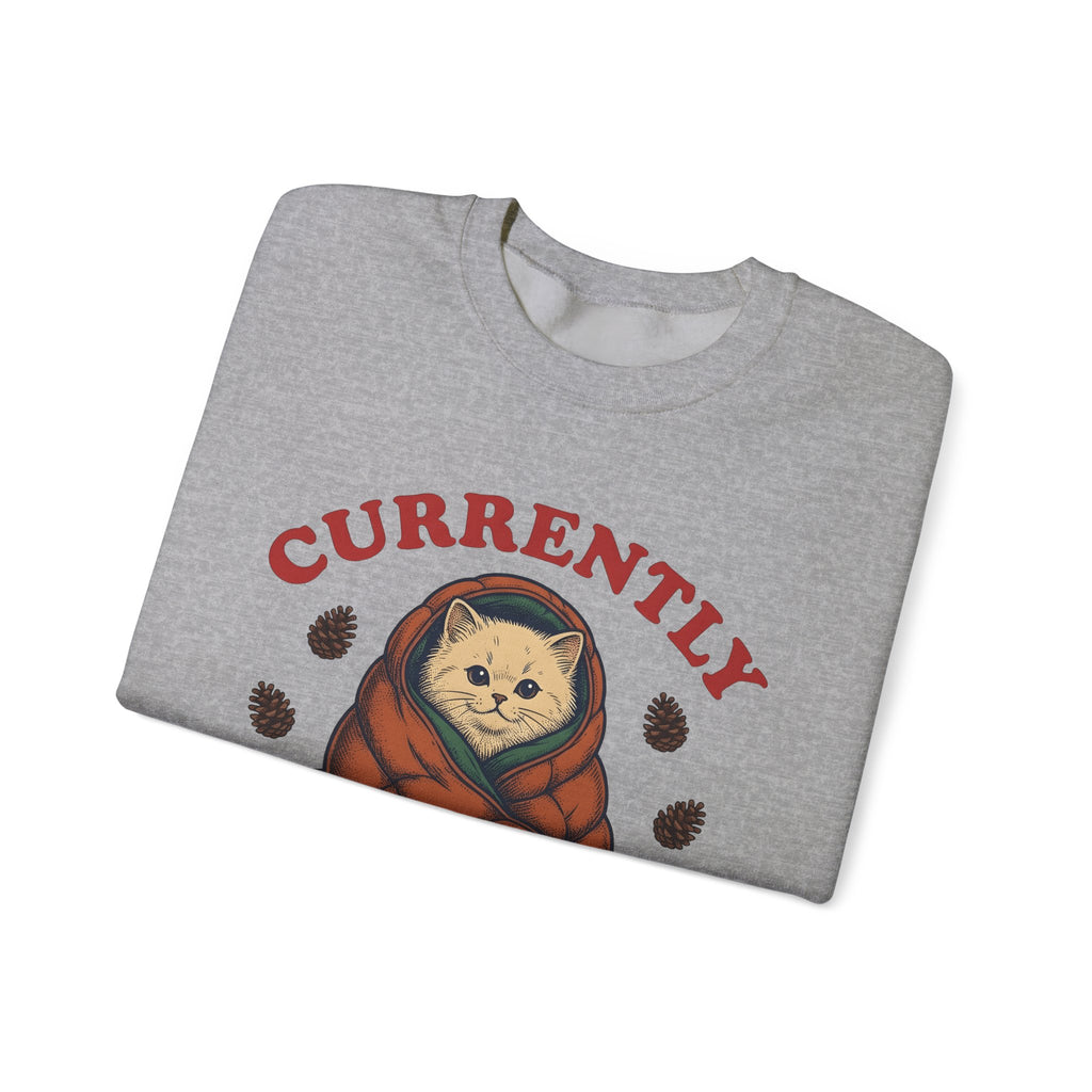 Warm Cat Sweatshirt Cat Backpacking Gift Women Farmhouse Sweatshirt Kitty Sweatshirt Feline Fan Rustic Sweatshirt Hiking Graphic Line Art Conifer Cones Sweatshirt
