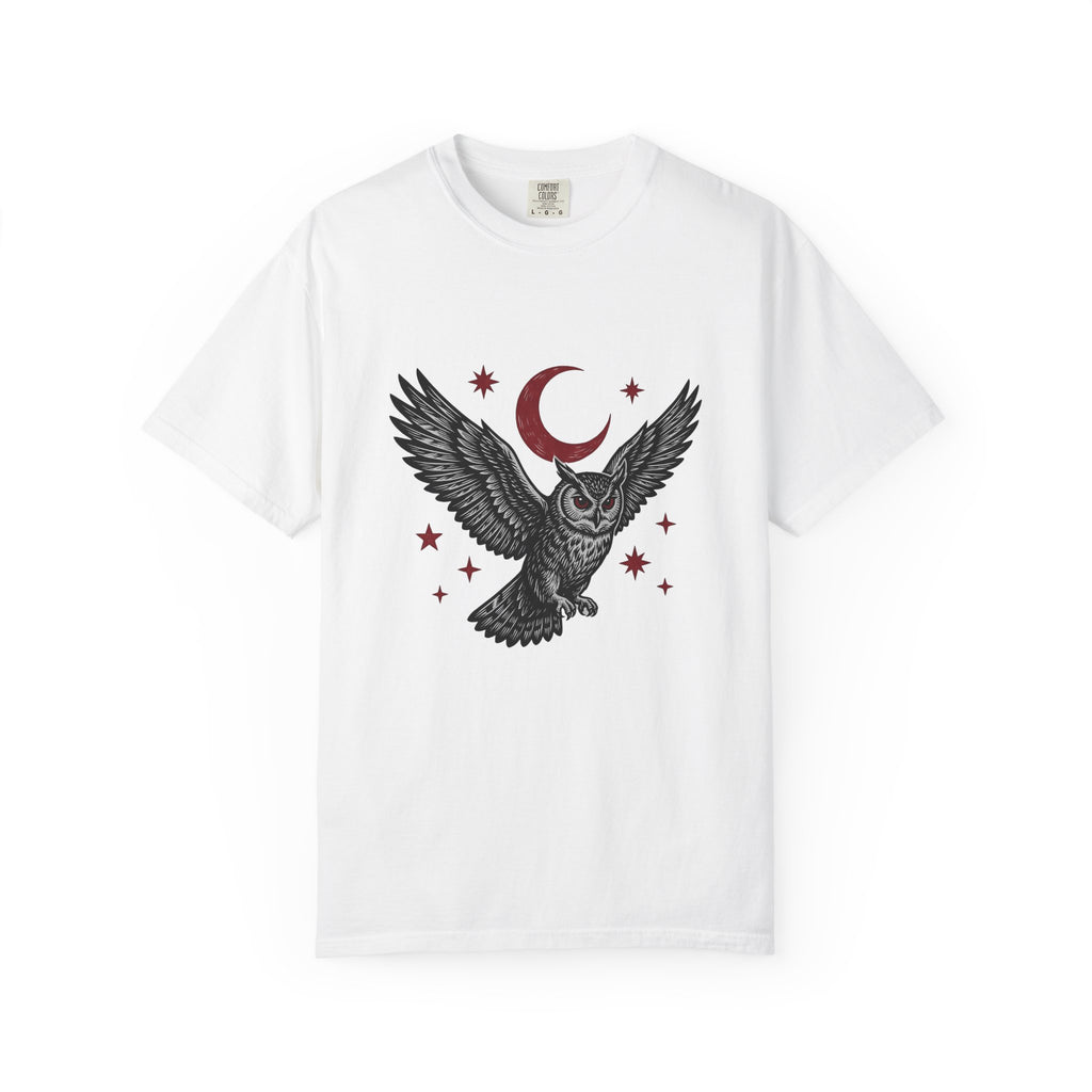 Moon Owl T-Shirt Gothic Creatures Gift Women Classic T-Shirt Owl T-Shirt Dark Fan Vintage T-Shirt Beast Graphic Ink Shines T-Shirt
