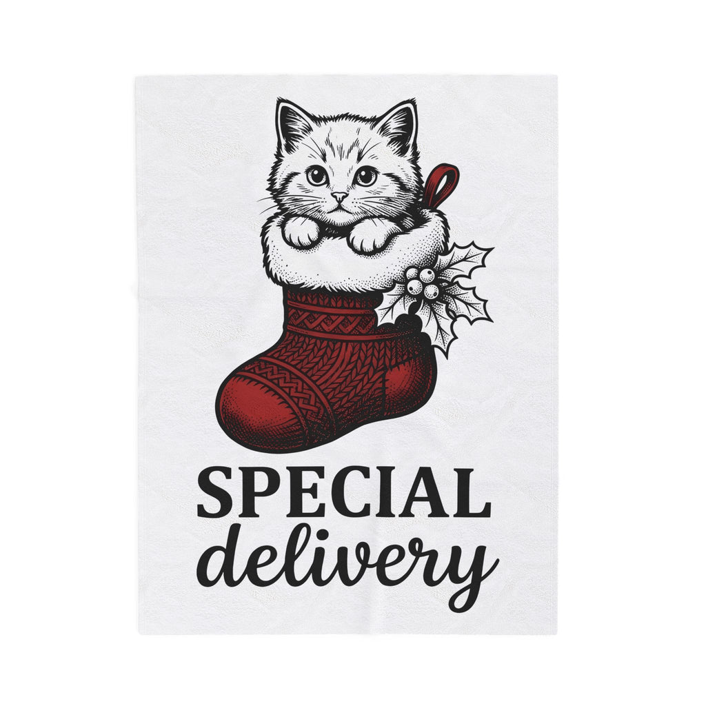 Kitten Stocking Blanket Cat Christmas Gift Women Vintage Blanket Christmas Stocking Blanket Cat Fan Retro Blanket Winter Graphic Hand Drawn Holly