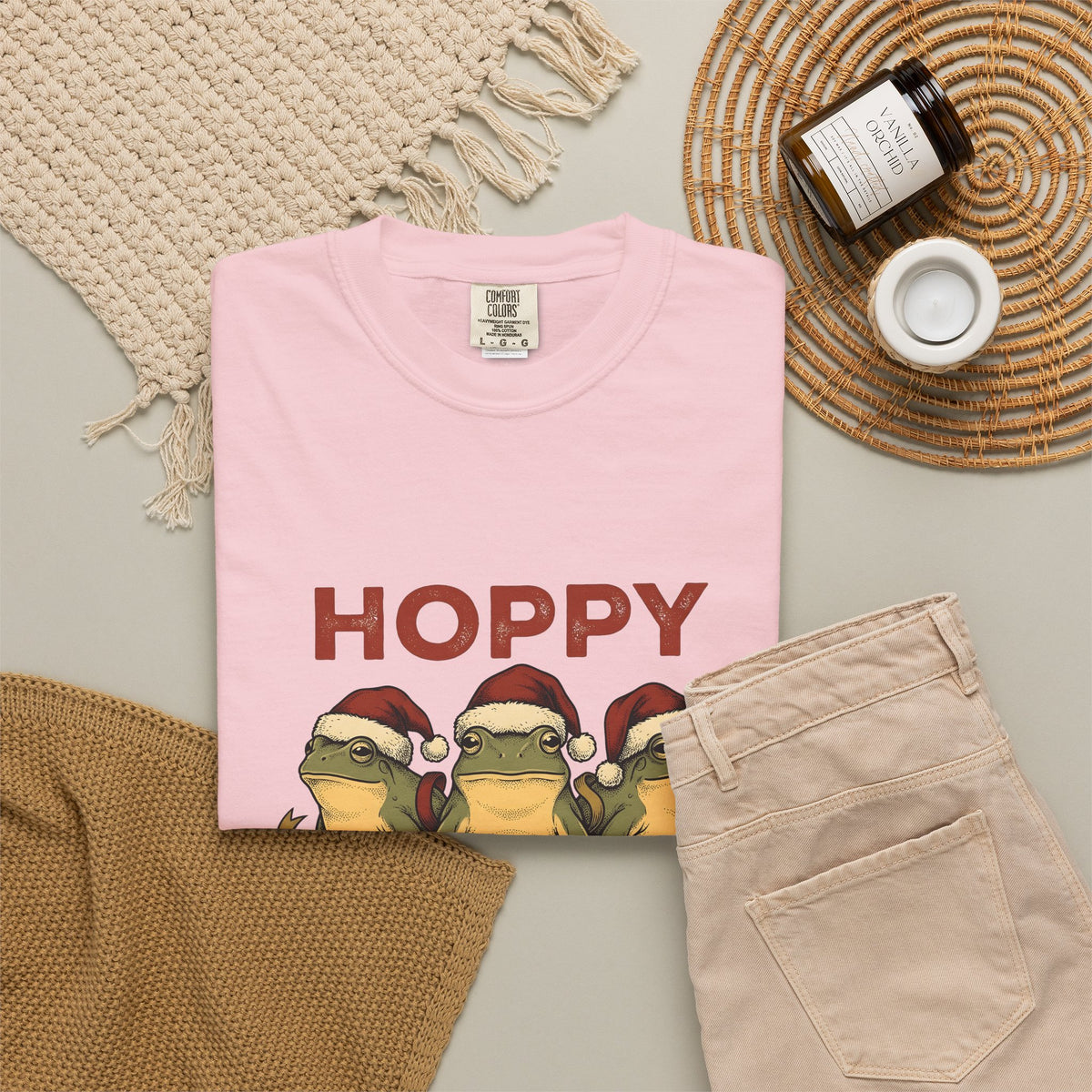 Frog Holiday Hats Christmas Wildlife Gift Cartoon Toad Xmas Fan Toad Animal Line Sash T-Shirt