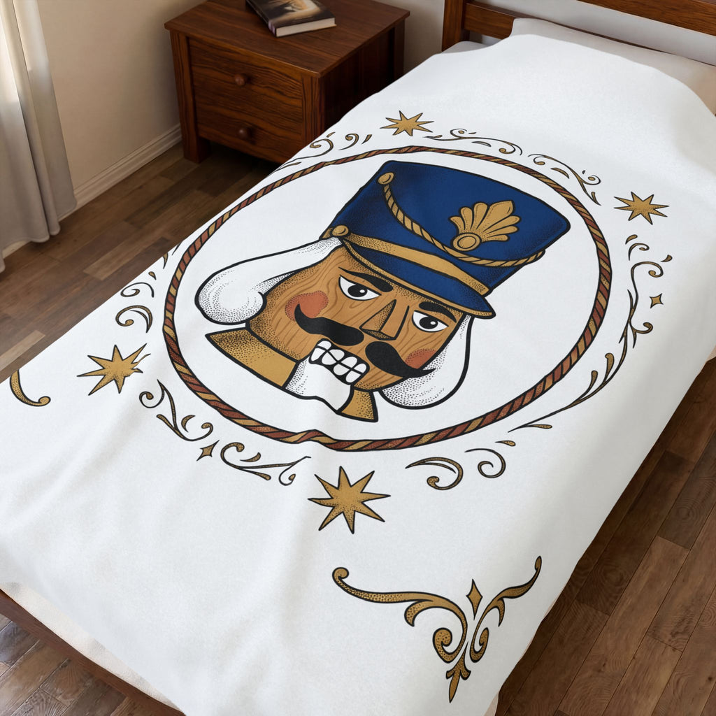 Nutcracker Mask Blanket Christmas Celebration Gift Women Antique Blanket Nutcracker Blanket Xmas Fan Vintage Blanket Party Graphic Doodle Sparkle