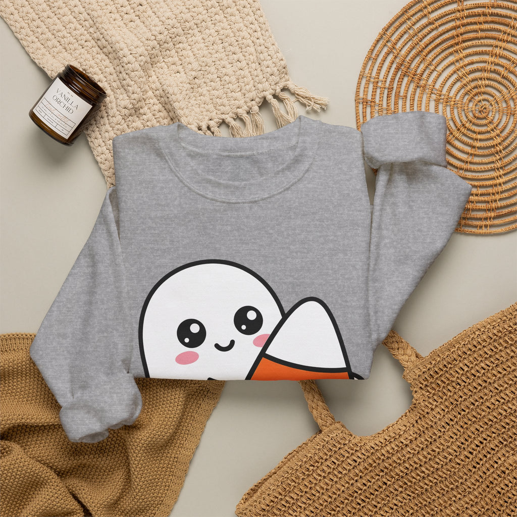 Ghost Sweet Corn Halloween Treats Gift Lovable Sweetcorn Spooky Fan Cute Sweets Clean Happy Sweatshirt