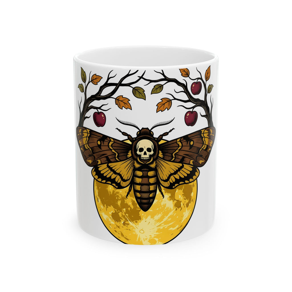 Moth Skull Mug Halloween Horror Gift Women Retro Mug Insect Mug Horror Fan Creepy Mug Macabre Graphic Sketch