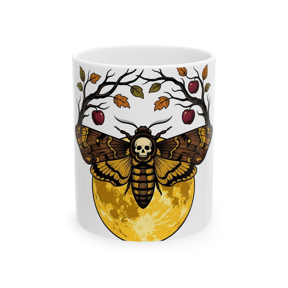 Moth Skull Mug Halloween Horror Gift Women Retro Mug Insect Mug Horror Fan Creepy Mug Macabre Graphic Sketch