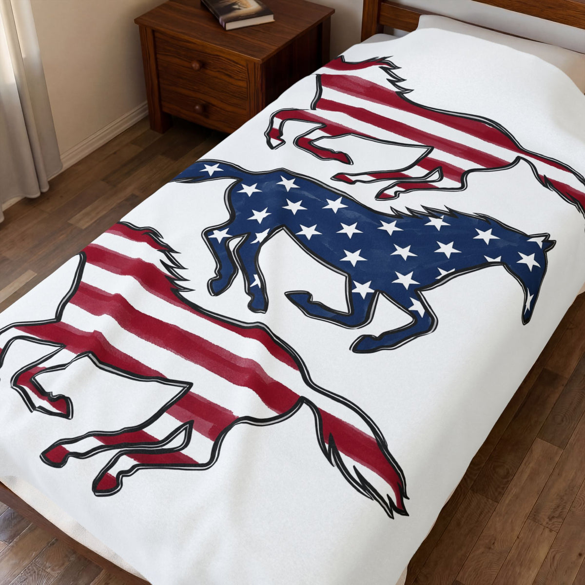 Freedom Horse Blanket America 4Th Of July Rodeo Gift Women Illustration Blanket Mustang Blanket Patriot Fan Vintage Art Blanket Rodeo Graphic