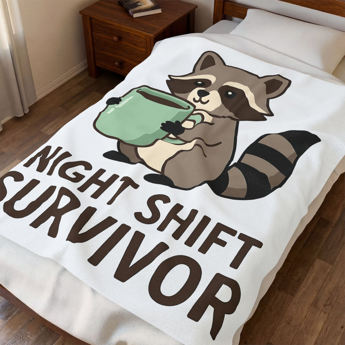 Raccoon Coffee Blanket Nurses Coffee Gift Women Cute Blanket Coffee Blanket Nurse Enthusiast Adorable Blanket Caffeinated Graphic Coffee
