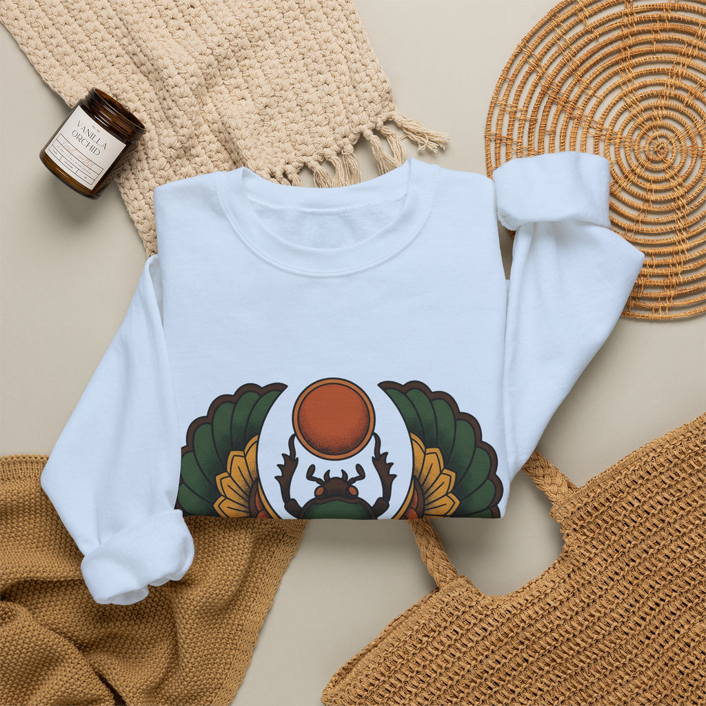 Beetle Bug Sweatshirt Boho Chic Chakra Gift Women Minimalist Sweatshirt Scarab Sweatshirt Bohemian Enthusiast Simple Sweatshirt Energy Graphic Hand Drawn Sun