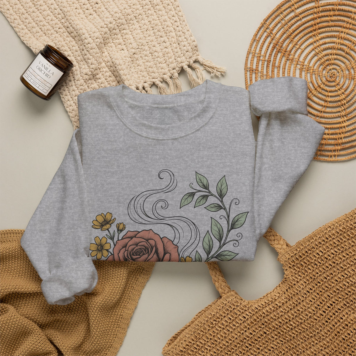 Floral Teacup Sweatshirt Moms Tea Gift Women Botanical Sweatshirt Teacup Sweatshirt Mother Fan Herbaceous Sweatshirt Tea Graphic Vintage Rose Sweatshirt