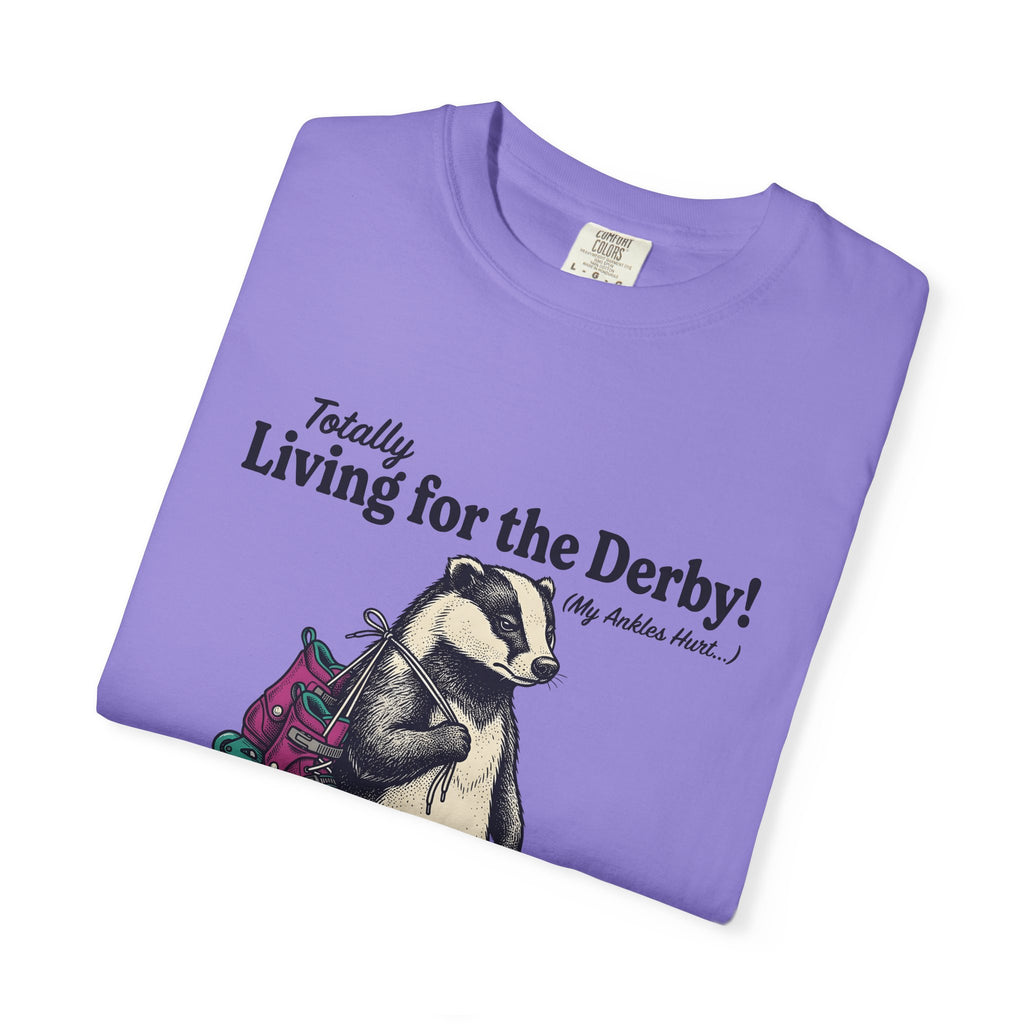 Badger Roller Skates T-Shirt Funny Pet Gift Women Retro T-Shirt Roller Skating T-Shirt Humor Fan Vintage T-Shirt Animal Graphic Sketch Creature